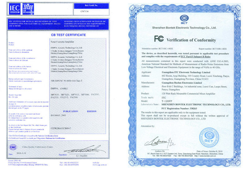 certificate of pa system