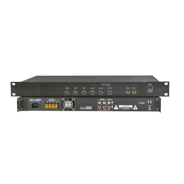 DPA500/DPA750/DPA1000 1U 500W/750W/1000W Mixer Amplifier with 2 MIC & 2 AUX Inputs - 翻译中...